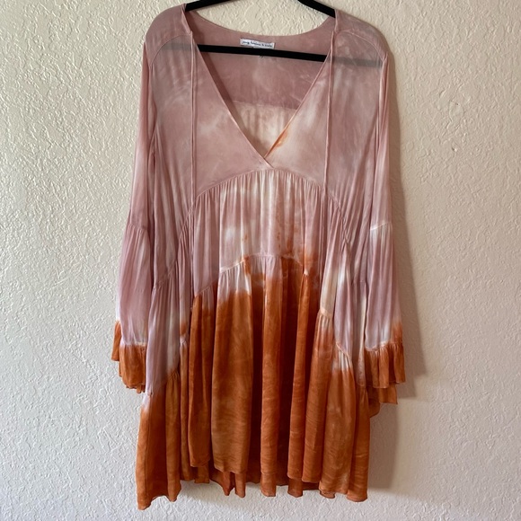 Young Fabulous & Broke Rosa Mini Dress🍂Size S Pink Orange Western Boho Bohemian - Picture 3 of 7